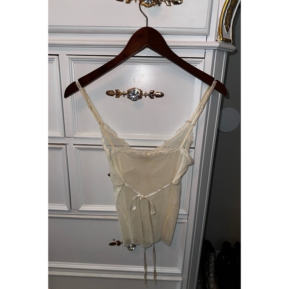 RARE Y2K True Vintage, Abercrombie & Fitch cream, sheer, lace camisole, Sz M - Picture 5 of 16
